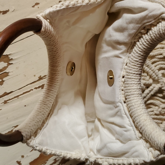 Boho yarn off white hand bag - Picture 4 of 4